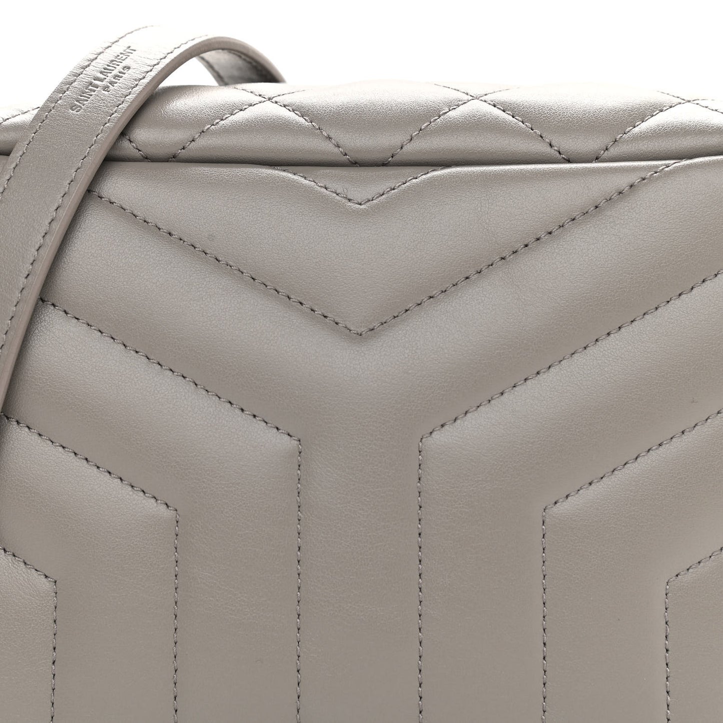 Calfskin Y Quilted Monogram Small Loulou Bowling Bag Light Gray