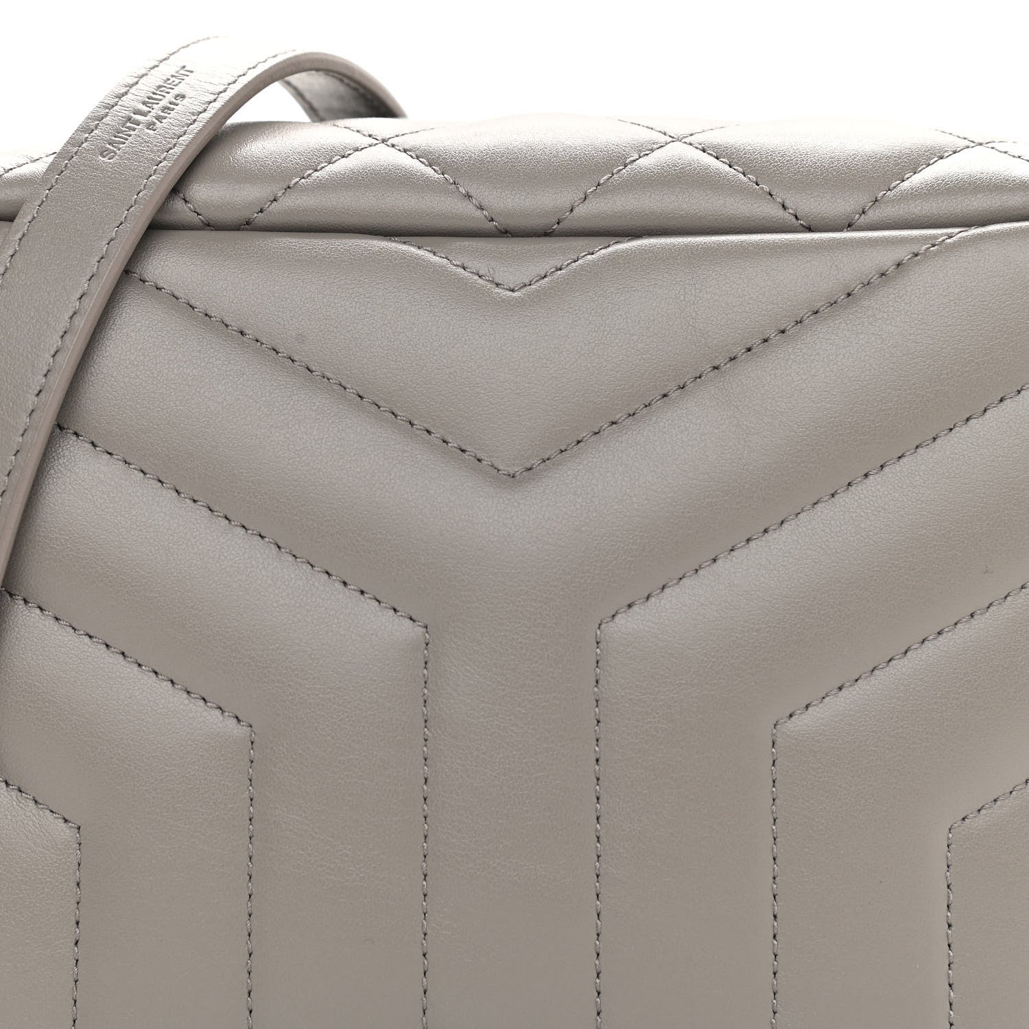 Saint Laurent Calfskin Y Quilted Monogram Small Loulou Bowling Bag Light Gray 7 of 14