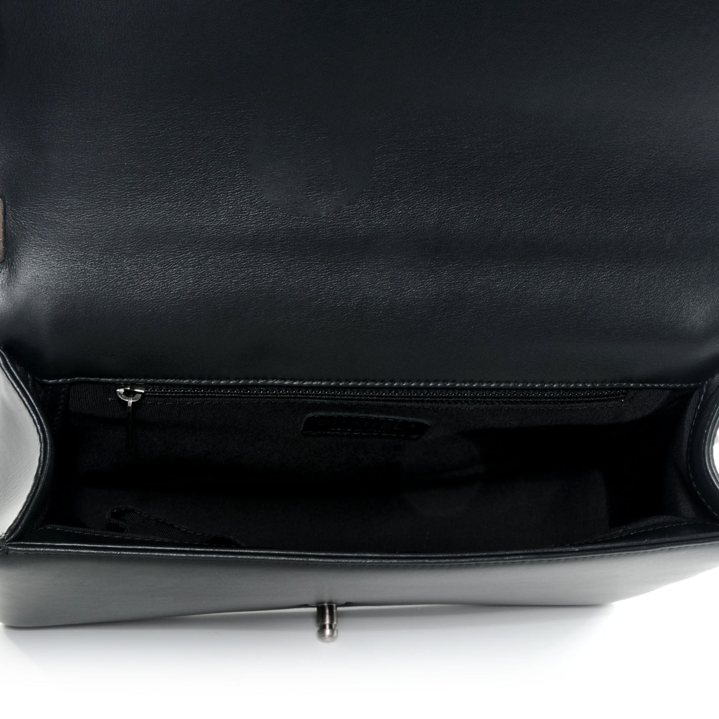 Lambskin Quilted Large Boy Flap Black