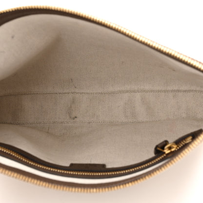 Gucci Monogram Jumbo GG Textured Dollar Calfskin Web Wristlet Messenger Bag Camel Ebony New Acero 5 of 15