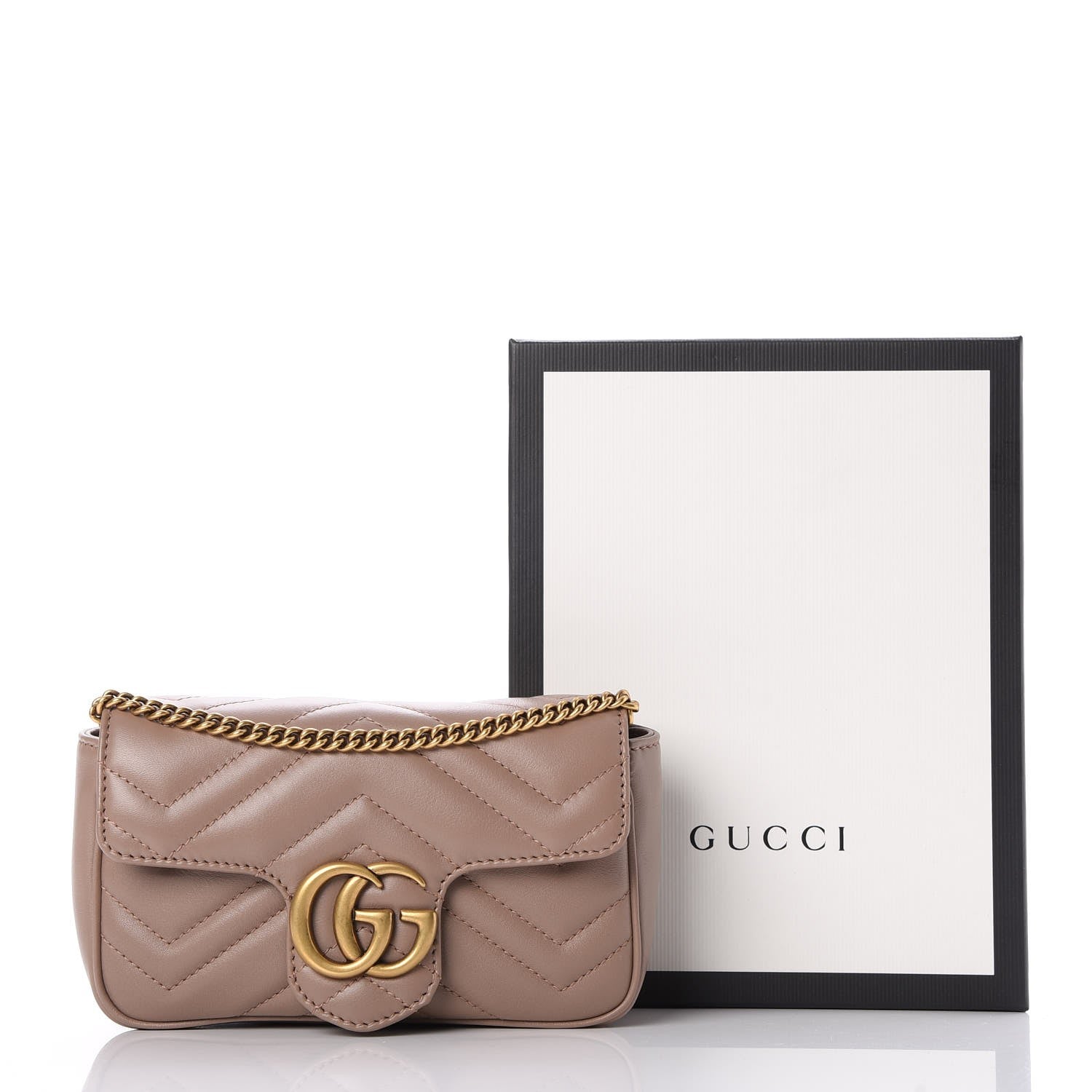 Gucci Calfskin Matelasse Super Mini GG Marmont Shoulder Bag Porcelain Rose 8 of 8