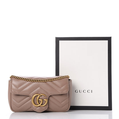 Gucci Calfskin Matelasse Super Mini GG Marmont Shoulder Bag Porcelain Rose 8 of 8