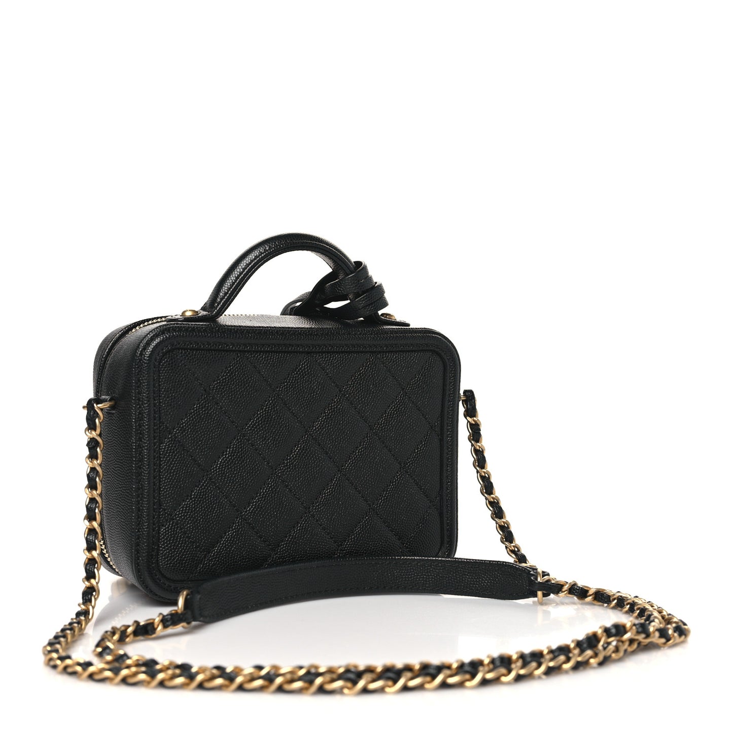 Caviar Quilted Small CC Filigree Vanity Case Black