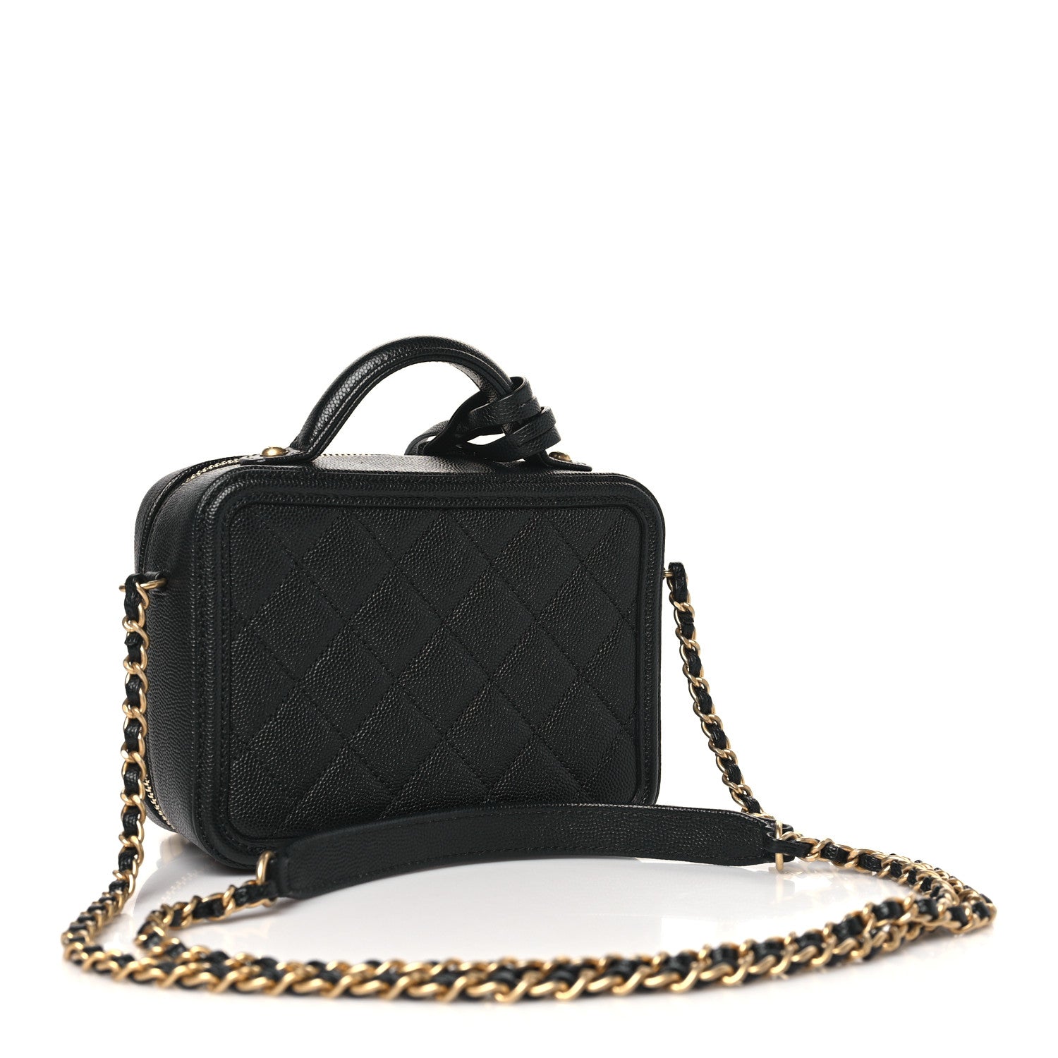 Chanel Caviar Quilted Small CC Filigree Vanity Case Black 3 of 10