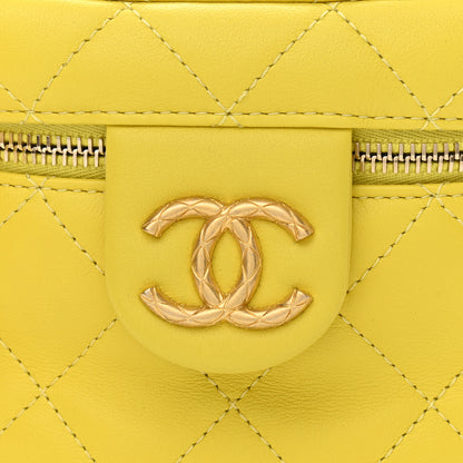 Chanel Calfskin Quilted Small Vanity Case With Chain Yellow 8 of 10