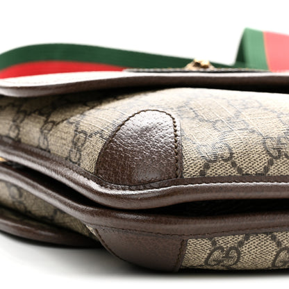 Gucci GG Supreme Monogram Web Small Neo Vintage Double Flap Messenger Bag Beige New Acero 9 of 11