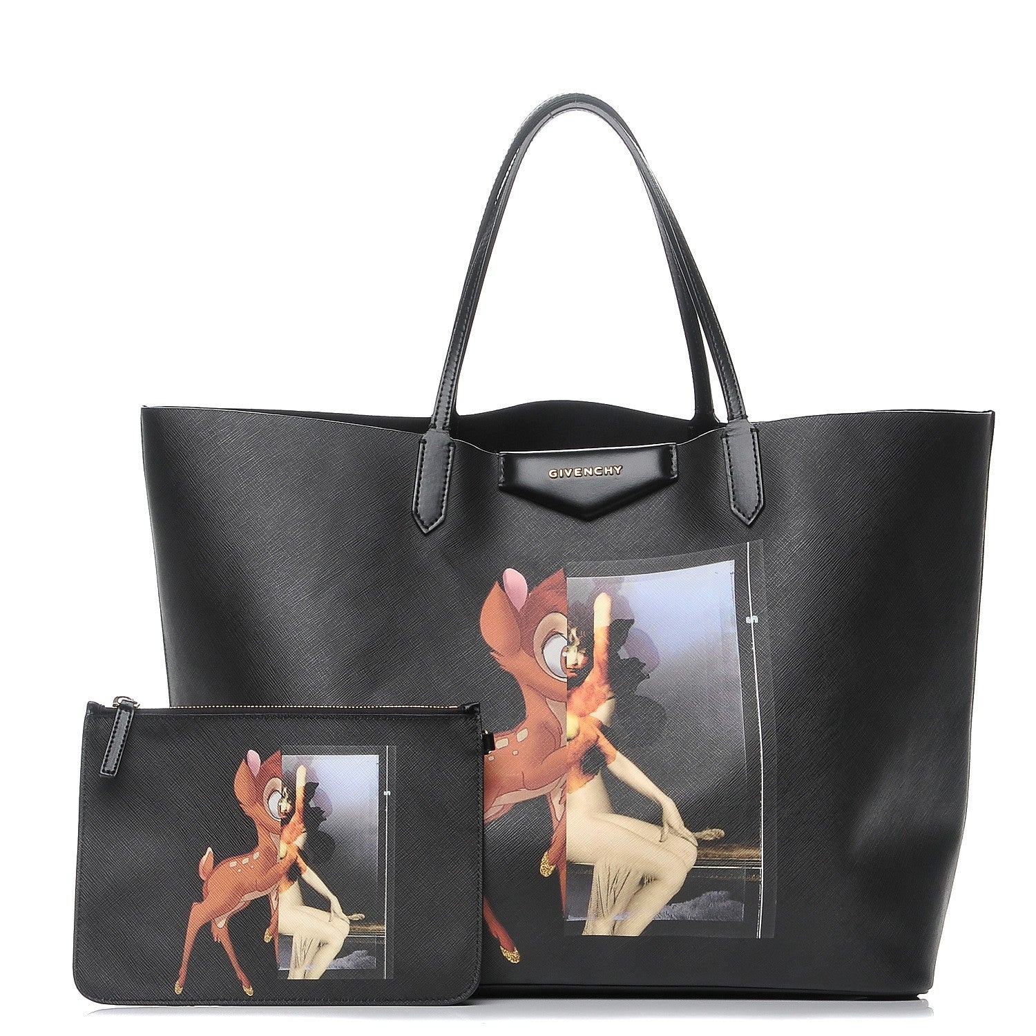 Givenchy Textured Coated Canvas Bambi Print Large Antigona Tote Black 6 of 10