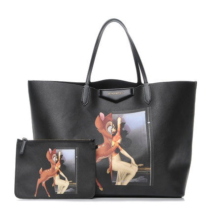 Givenchy Textured Coated Canvas Bambi Print Large Antigona Tote Black 6 of 10