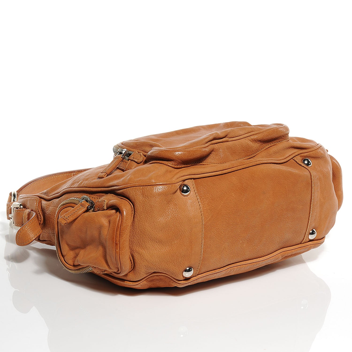 Prada Washed Buffalo Bauletto Hobo Naturale 4 of 8