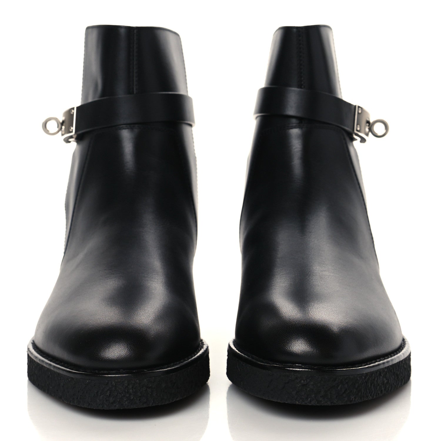 Hermes Calfskin Follow Ankle Boots 37.5 Black 2 of 9