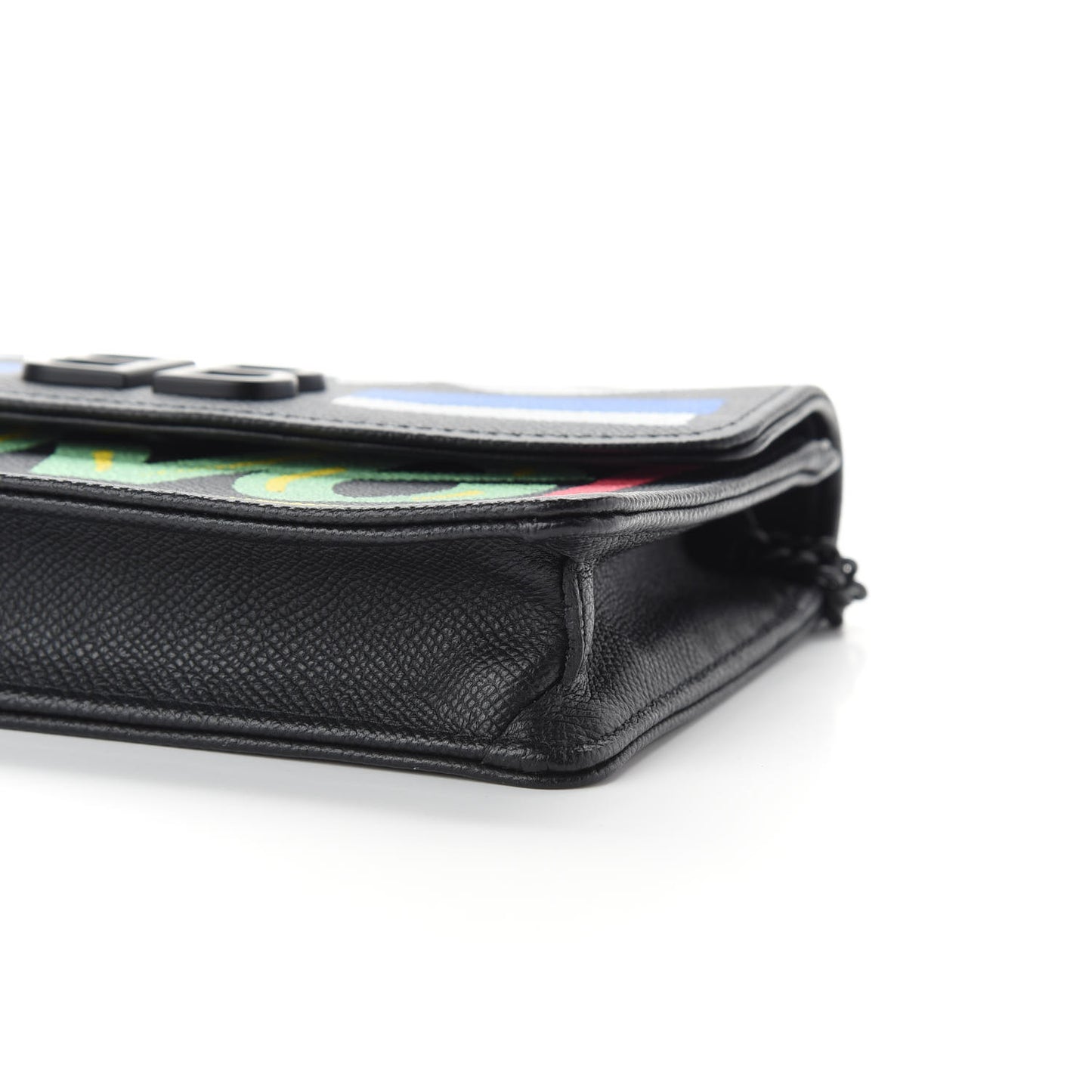 Grained Calfskin Car Tag BB Wallet On Chain Black TBC