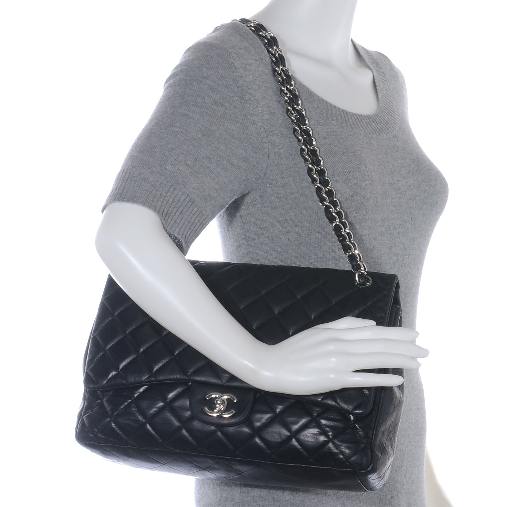 Chanel Lambskin Maxi Single Flap Black 2 of 12