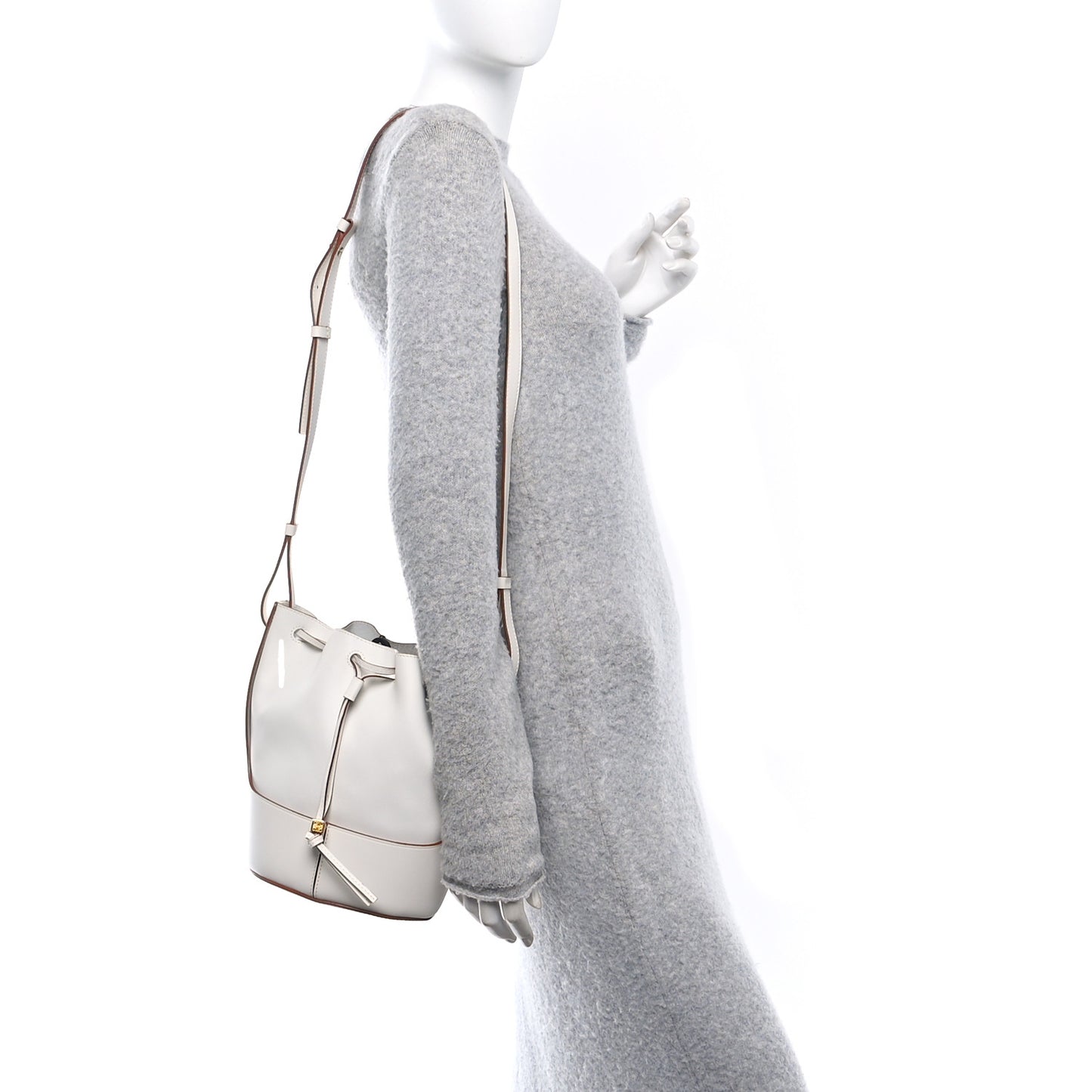 Calfskin Small Balloon Bucket Bag Soft White
