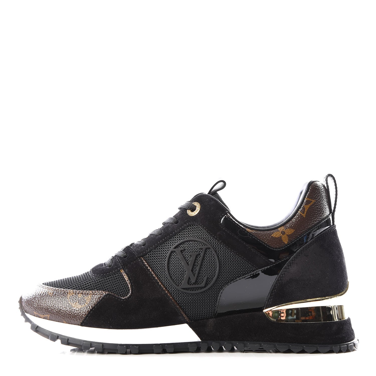Louis Vuitton Suede Monogram Run Away Sneakers 37.5 Black 1 of 9