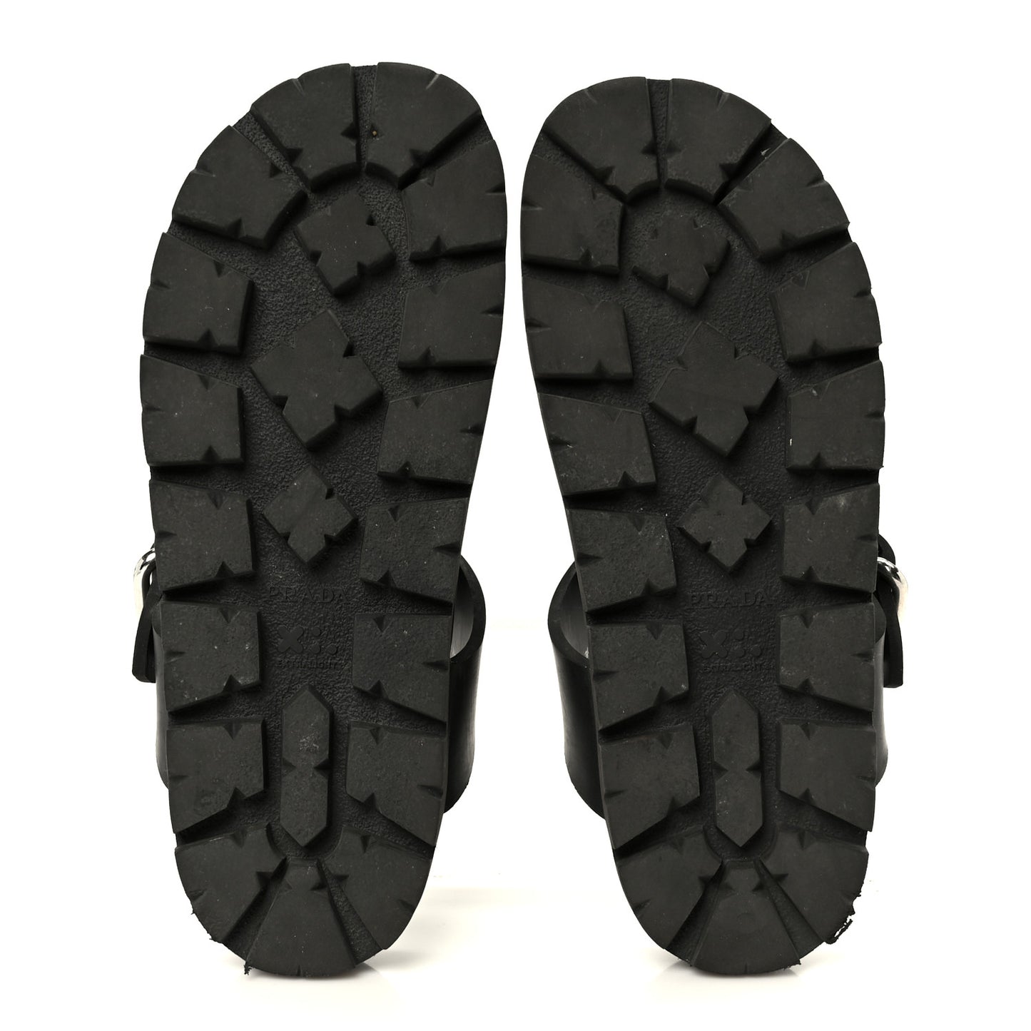 EVA Rubber Buckled Lug Sole 20mm Thong Sandals 38 Black