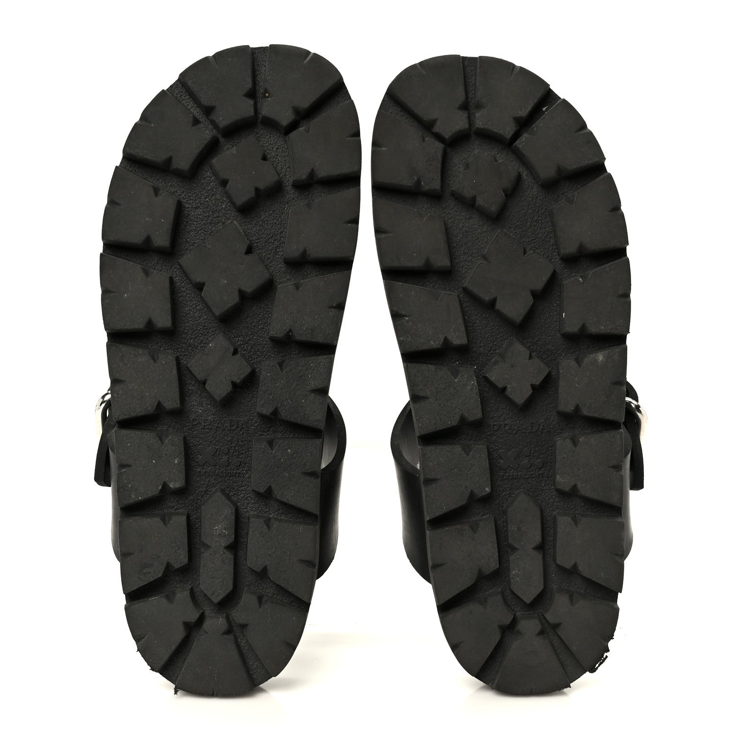Prada EVA Rubber Buckled Lug Sole 20mm Thong Sandals 38 Black 6 of 10
