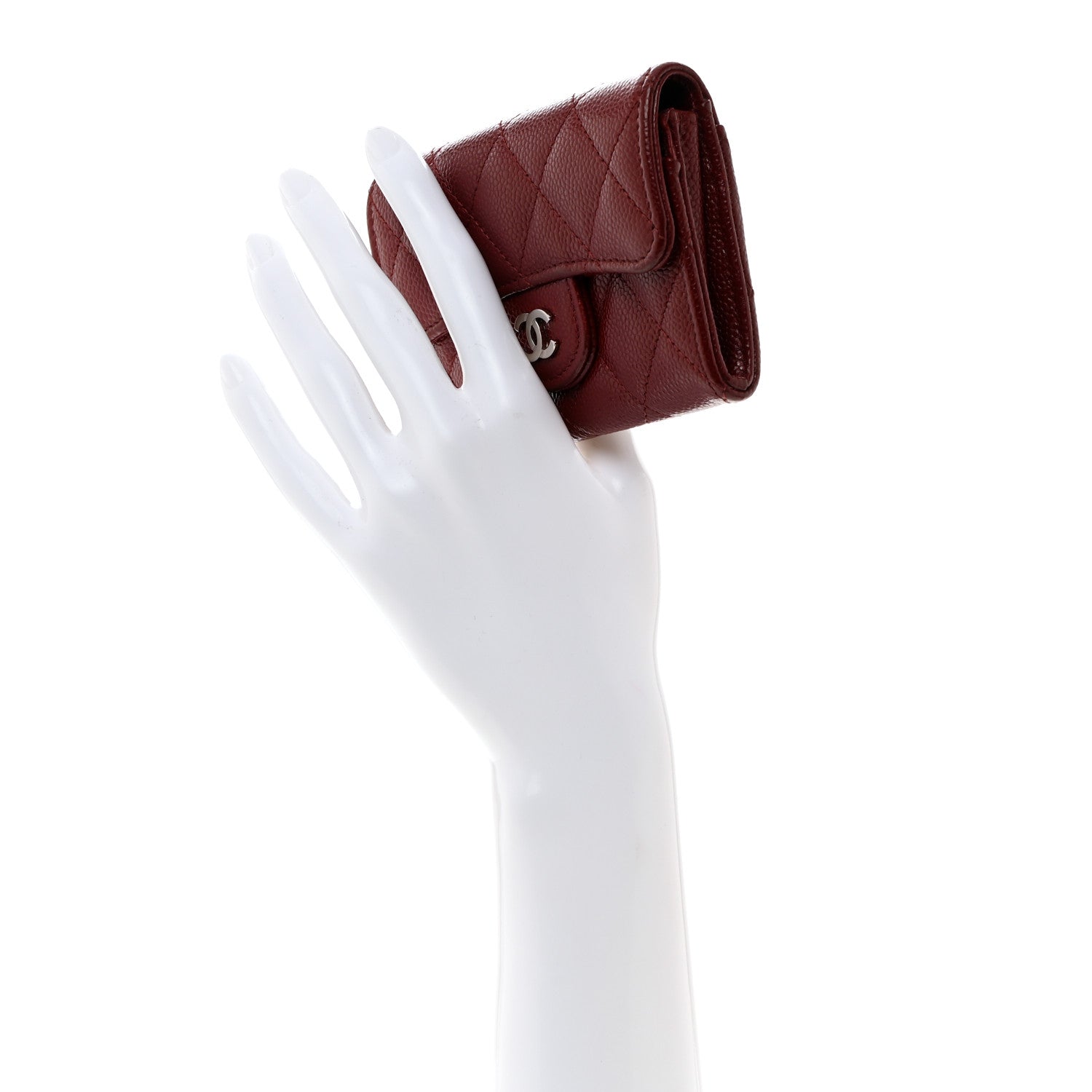 Chanel Iridescent Caviar Quilted Flap Card Holder Wallet Burgundy 2 of 9