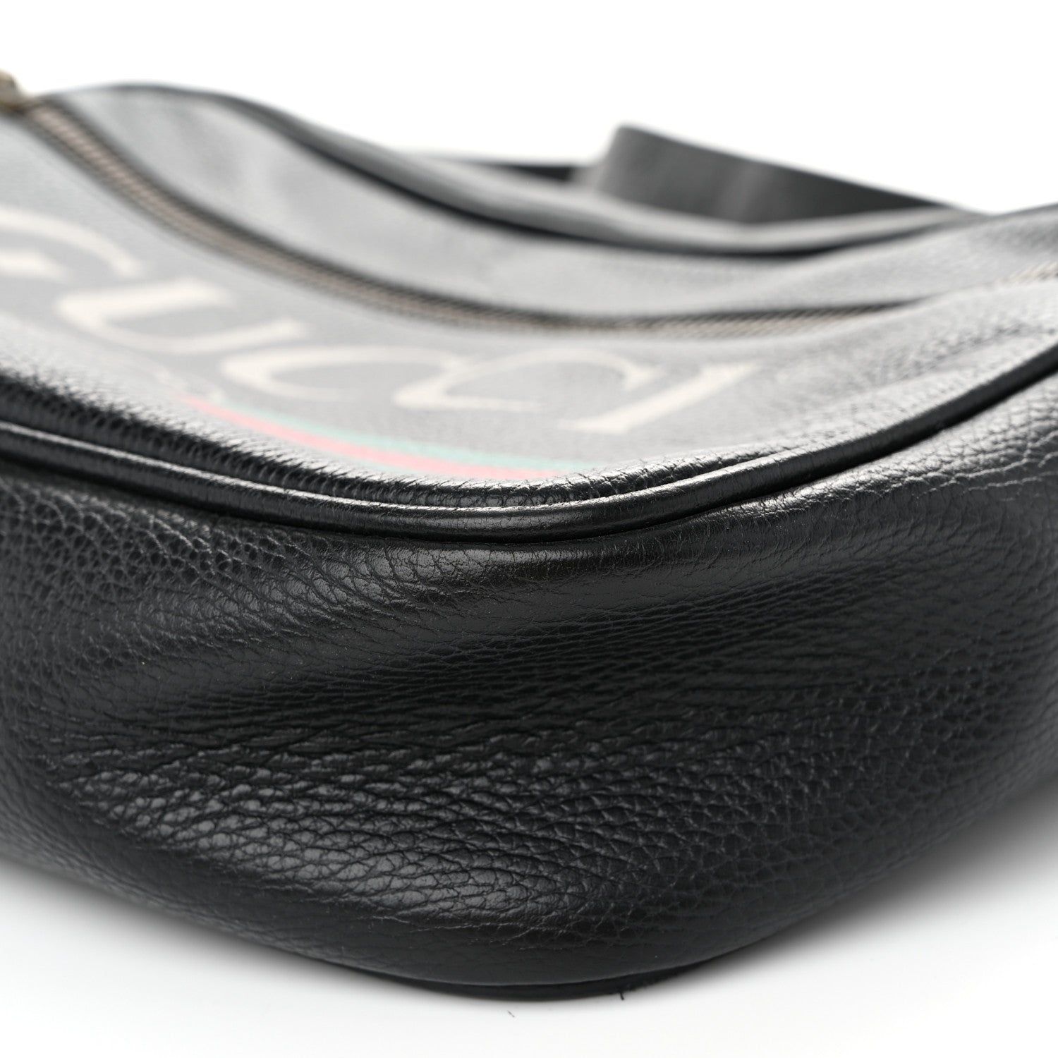 Gucci Pebbled Calfskin Logo Messenger Bag Black 10 of 14