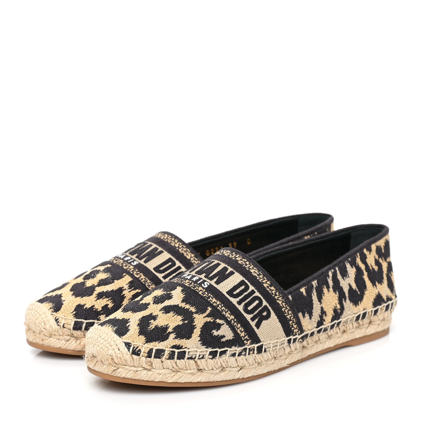 Cotton Embroidered Leopard Print Granville Espadrille 39 Natural