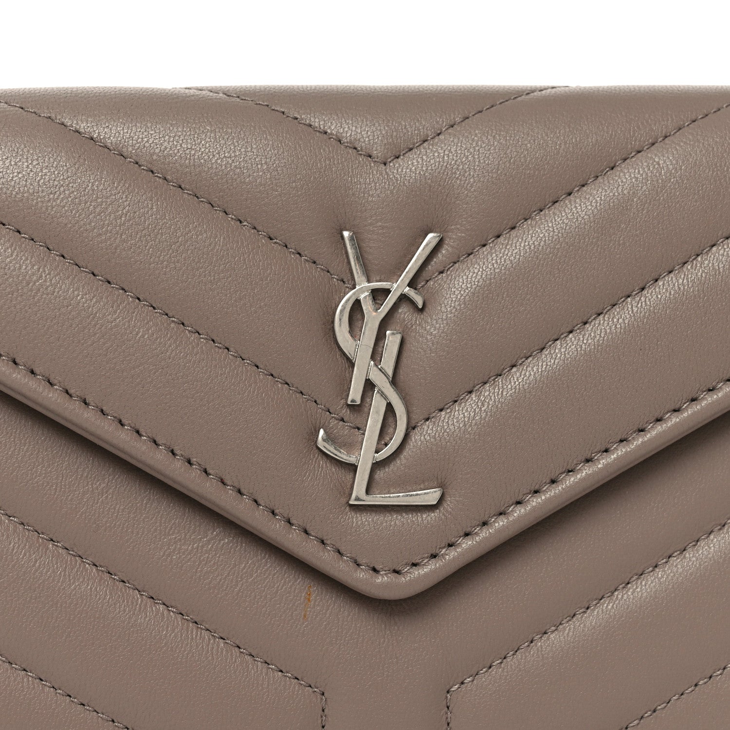 Saint Laurent Lambskin Y Quilted Monogram Large Loulou Flap Wallet Mink 8 of 8