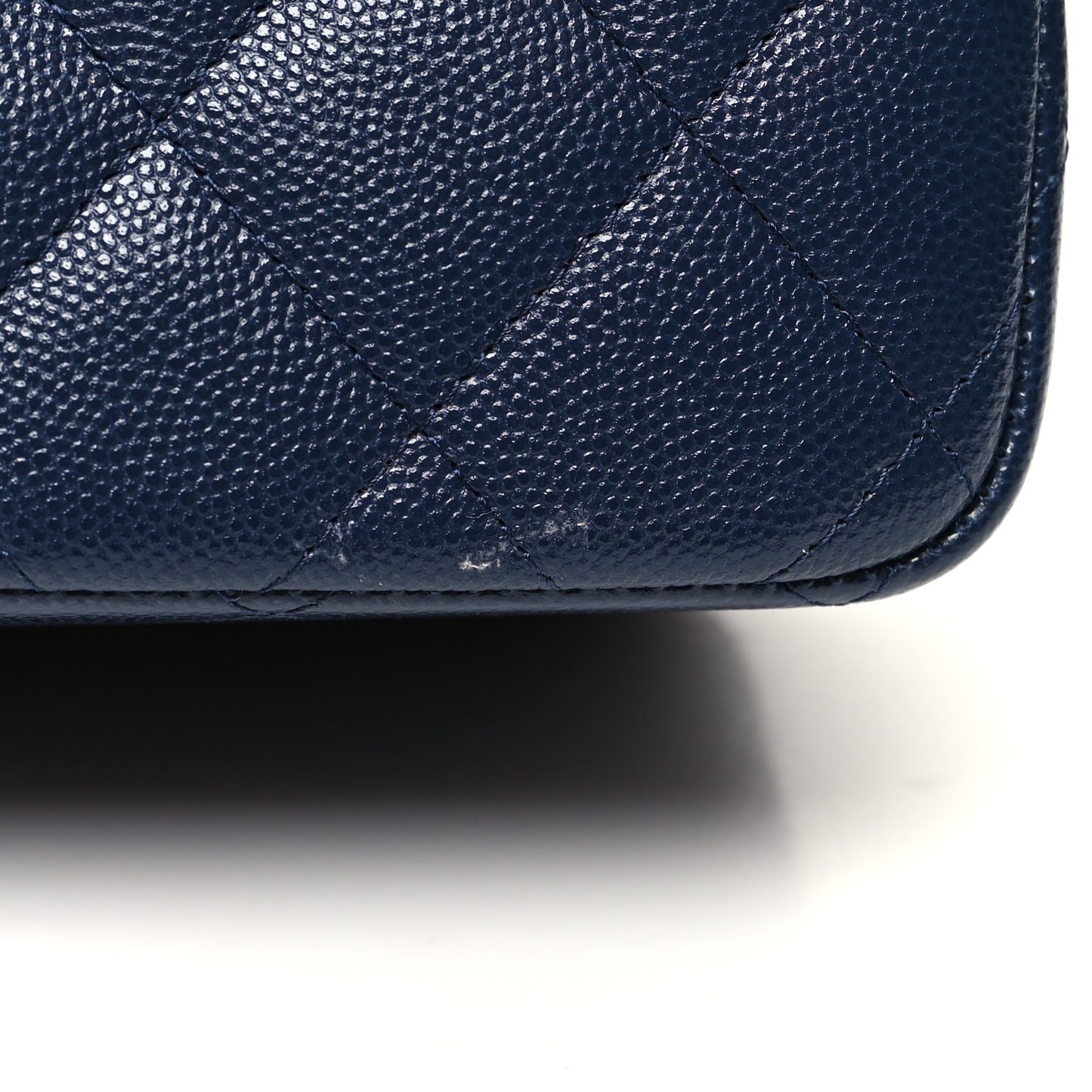 Caviar Quilted Jumbo Double Flap Navy Blue