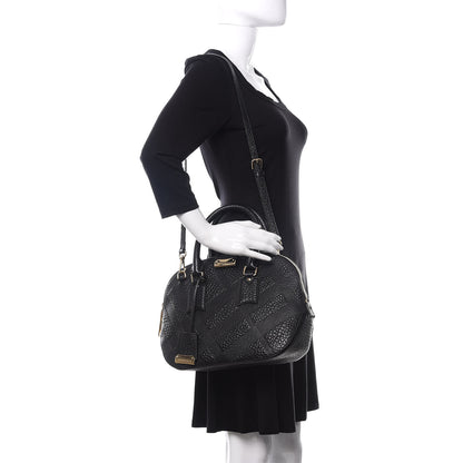 Burberry Heritage Grain Check Embossed Small Orchard Bowling Bag Black 2 of 11