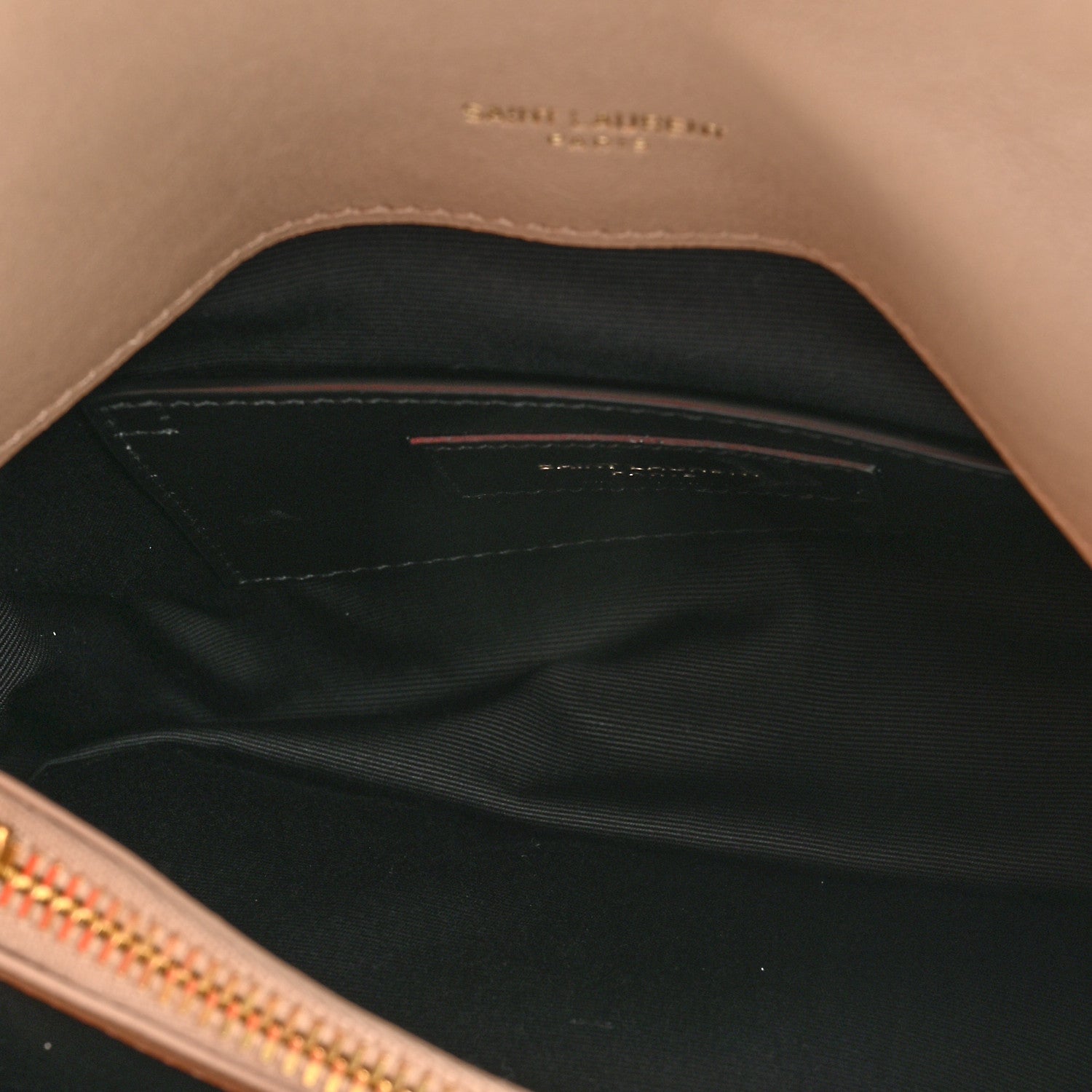 Saint Laurent Sheepskin Matelasse Chevron Monogram Medium College Bag Dark Beige 7 of 11