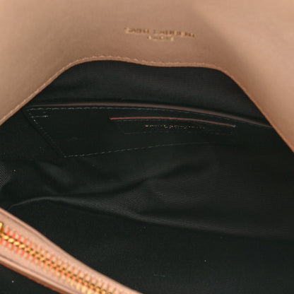 Saint Laurent Sheepskin Matelasse Chevron Monogram Medium College Bag Dark Beige 7 of 11