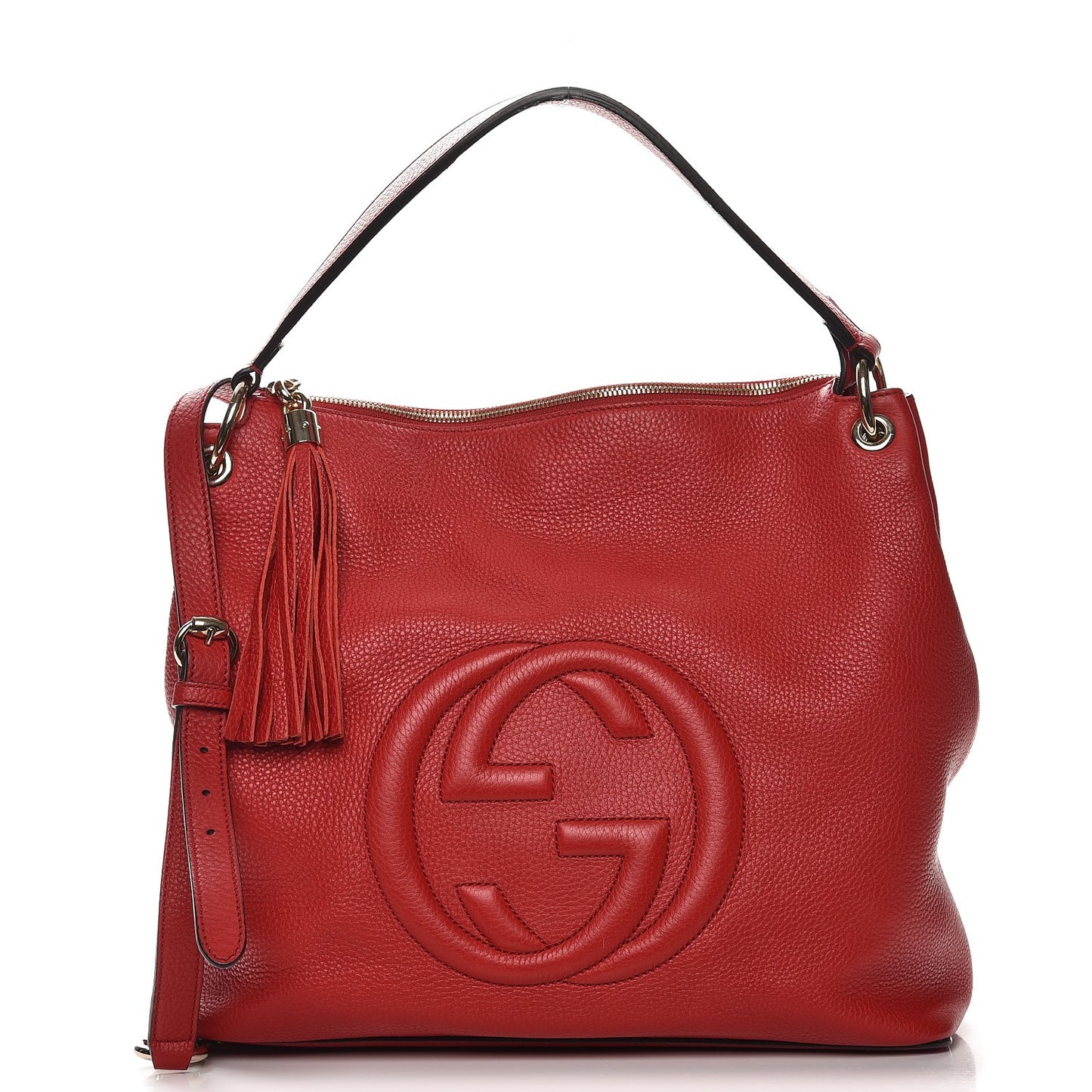 Pebbled Calfskin Large Soho Hobo Tabasco Red