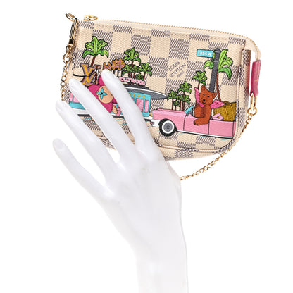 Louis Vuitton Damier Azur 2021 Christmas Animation Hollywood Mini Pochette Accessories Fuchsia 2 of 8