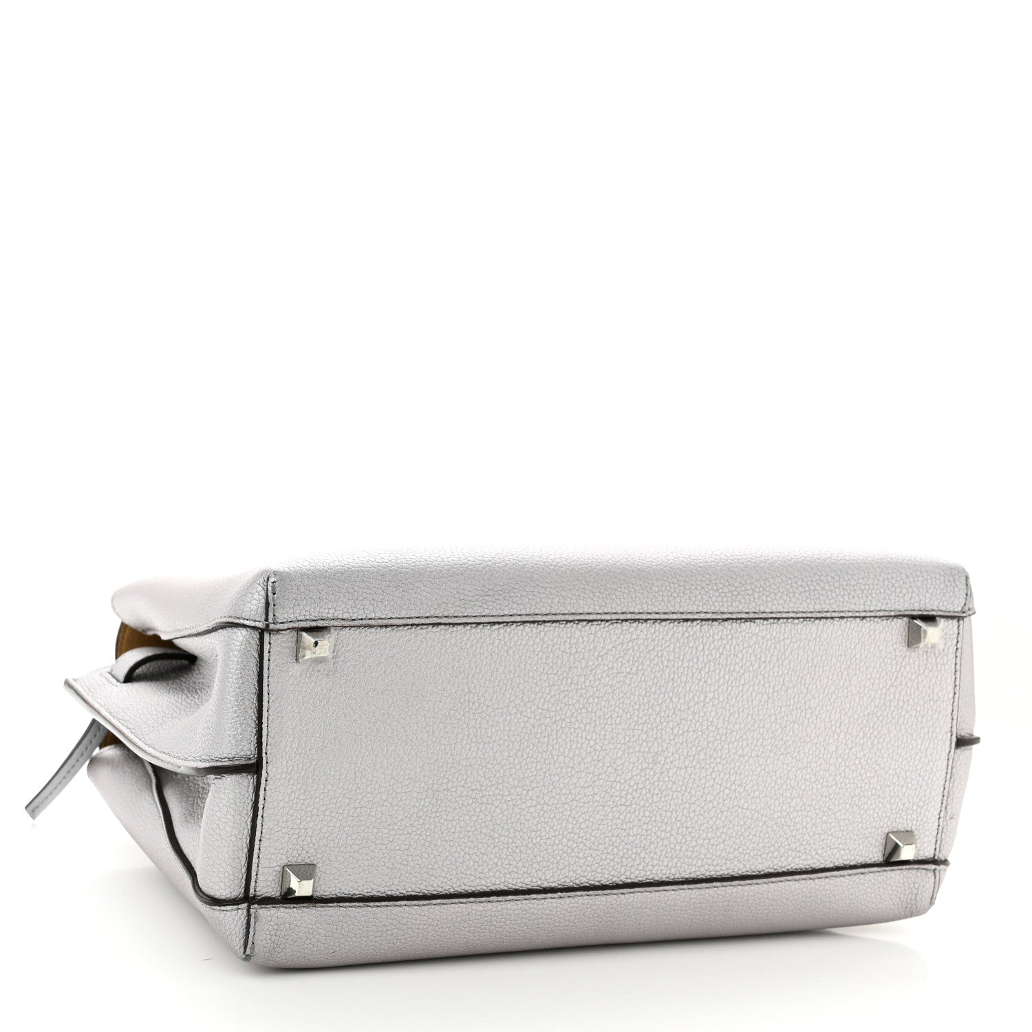 MCM Metallic Grained Calfskin Medium Milla Tote Spike Silver 4 of 13