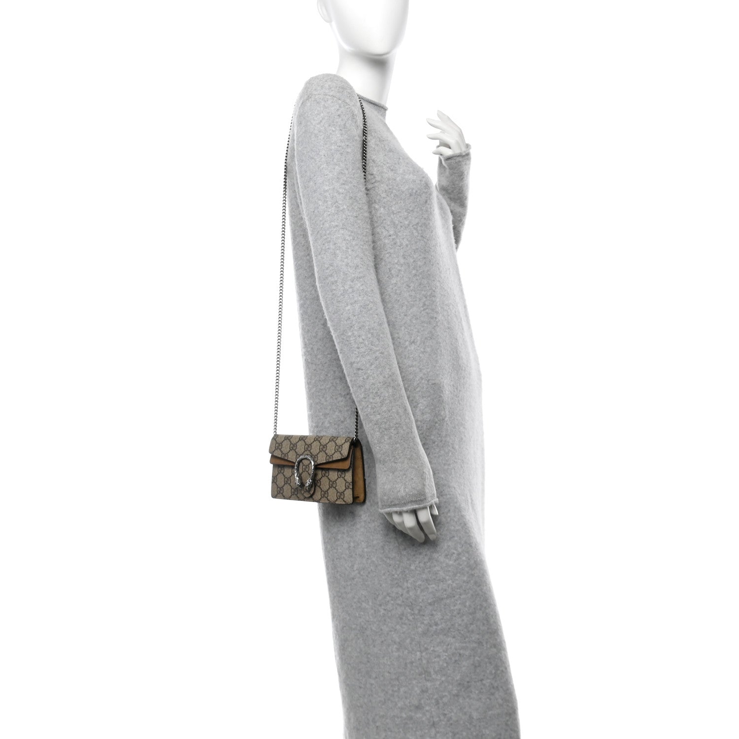Gucci GG Supreme Monogram Super Mini Dionysus Shoulder Bag Taupe 2 of 11