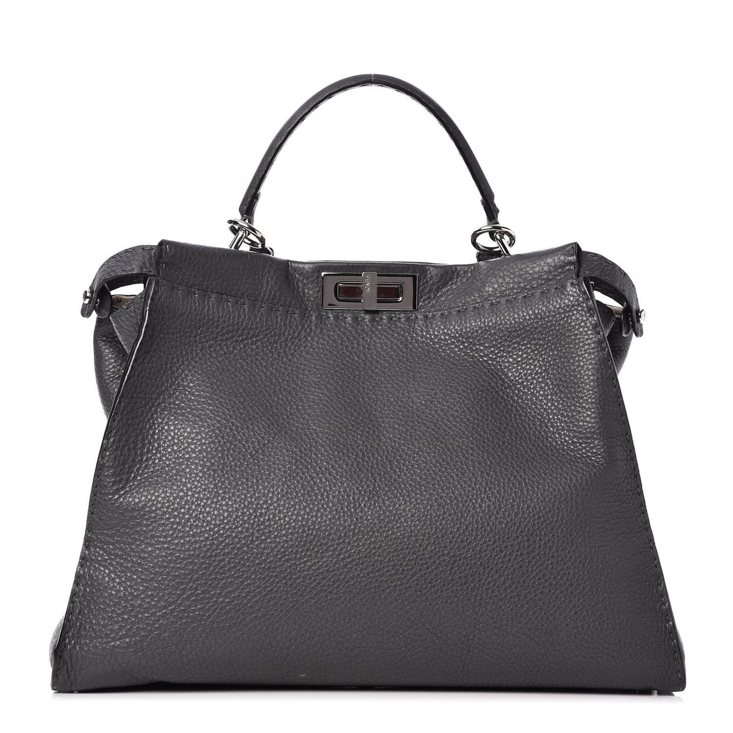 Cuoio Romano Selleria Bi-Color Large Peekaboo Iconic Satchel Asfalto Latte