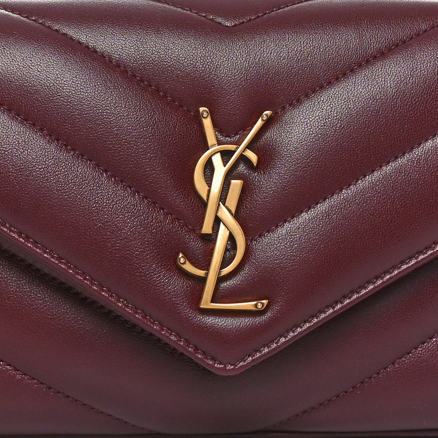 Lambskin Chevron Quilted Small Loulou Rouge Cabernet
