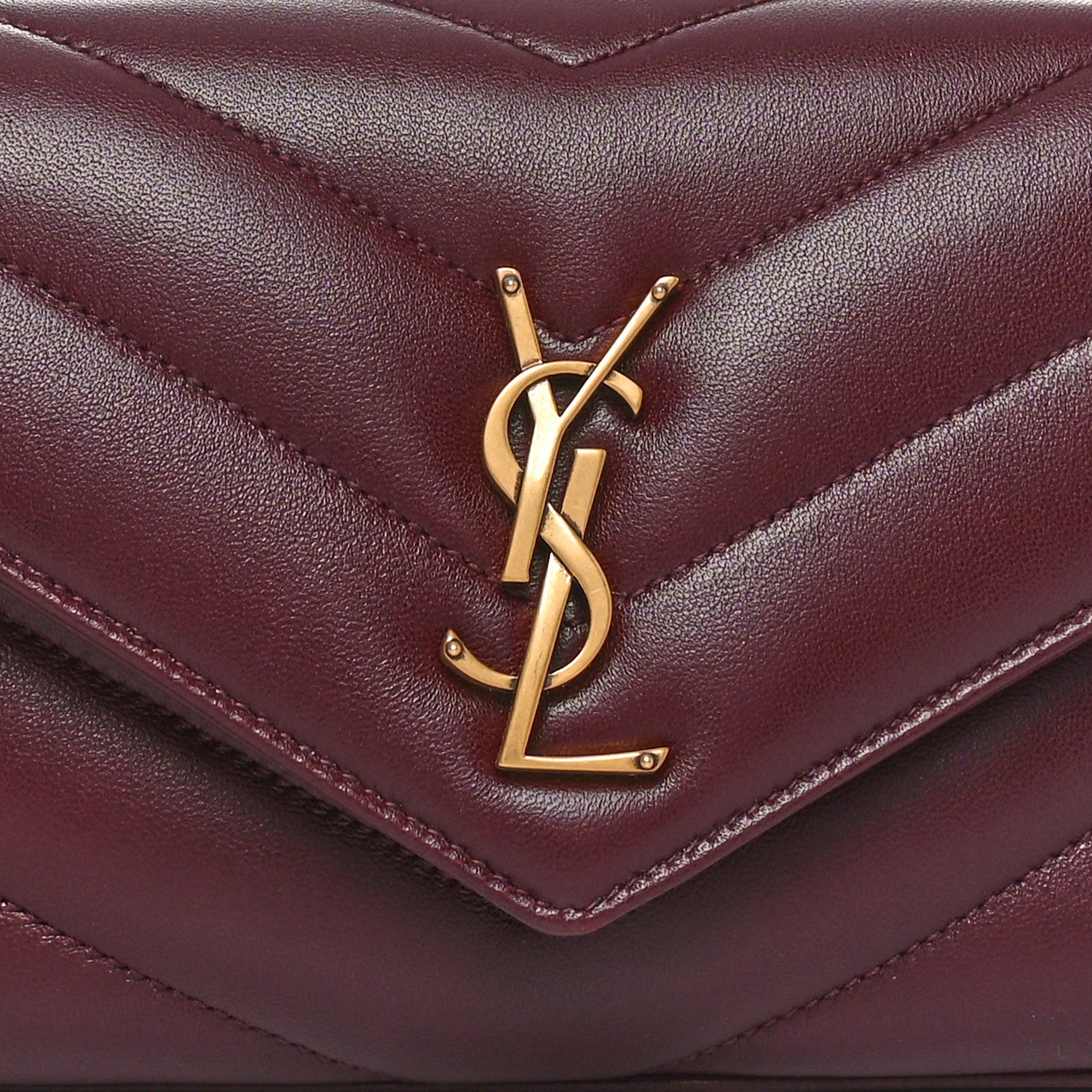 Saint Laurent Lambskin Chevron Quilted Small Loulou Rouge Cabernet 8 of 11