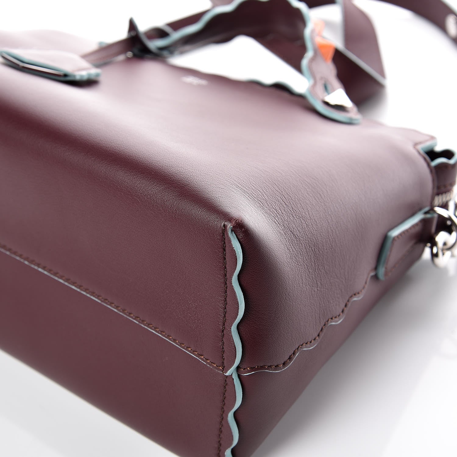 Fendi Vitello Dolce Scalloped Studded Medium By The Way Boston Bag Bordeaux 10 of 14