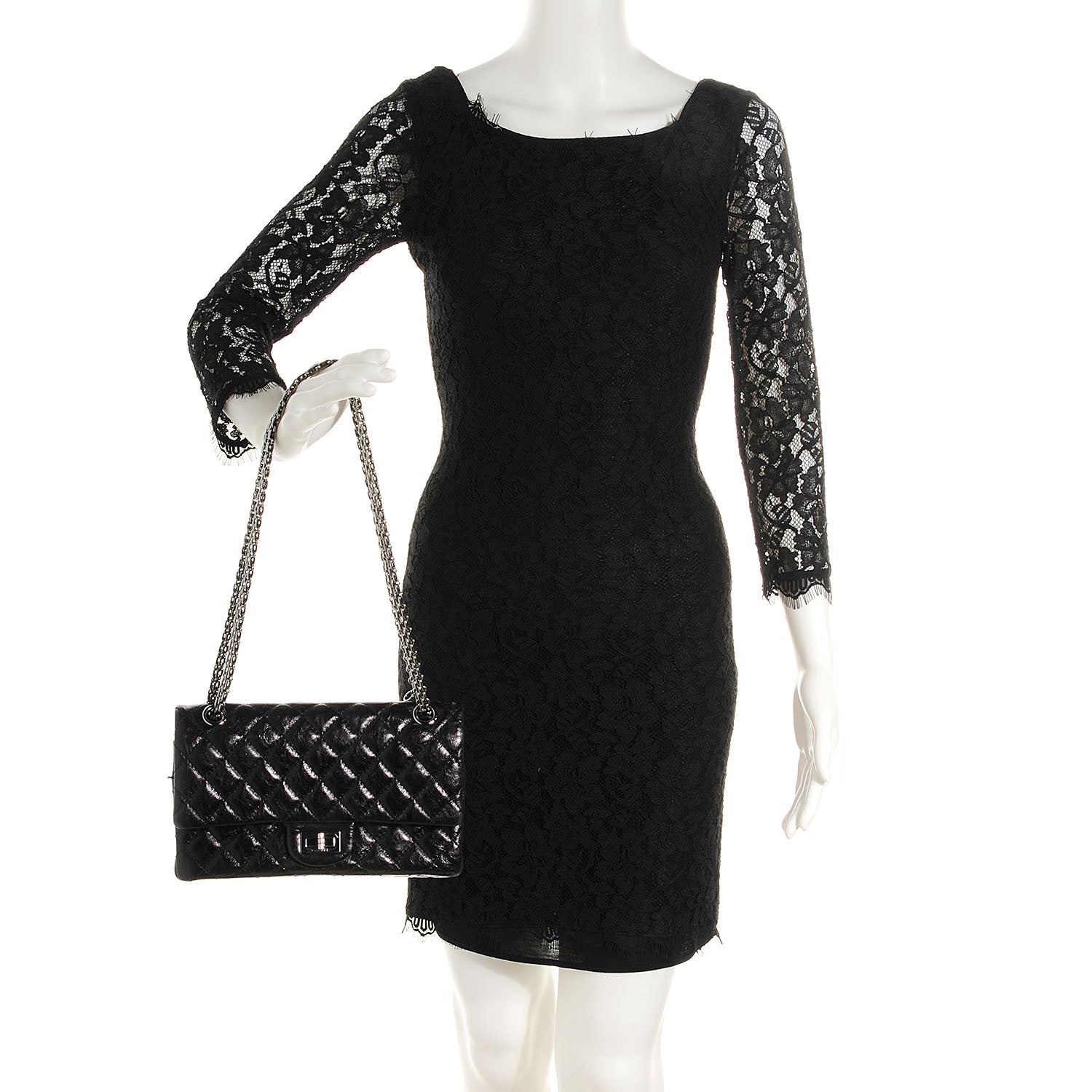 Chanel Glazed Calfskin 2.55 Reissue Flap 225 Black 2 of 7