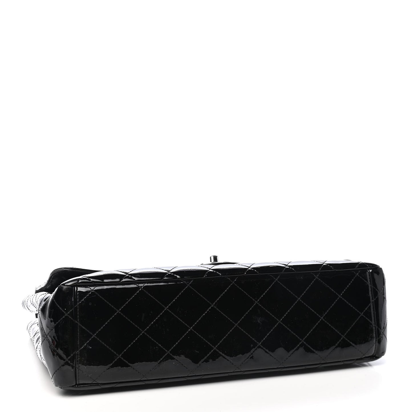 Patent Quilted Maxi Single Flap Black