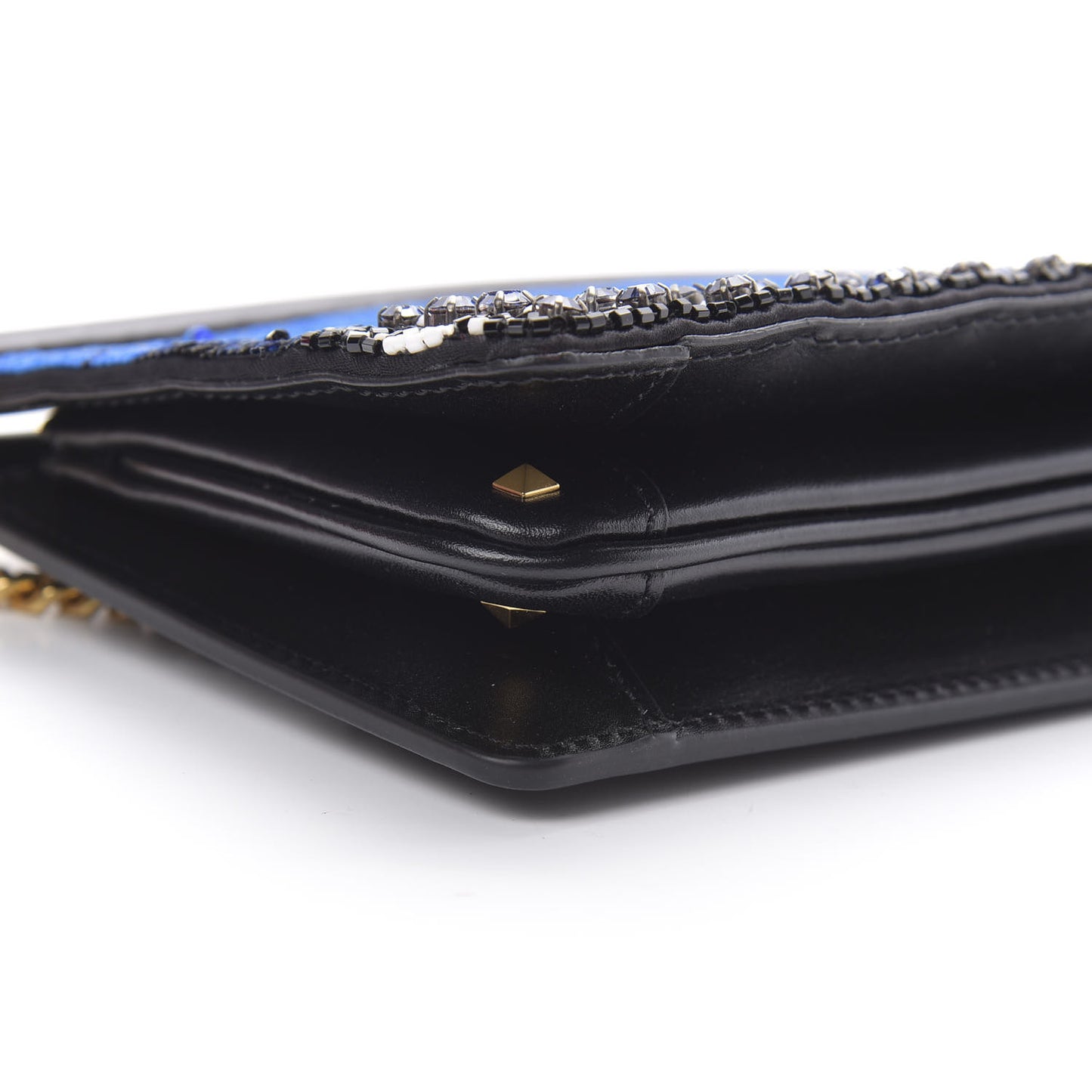 Nappa Beaded Embellished Carry Secrets Clutch Blue