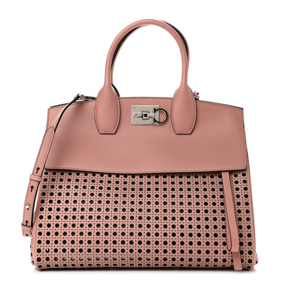Salvatore Ferragamo Laser Cut Calfskin The Studio Bag Pink 1 of 9