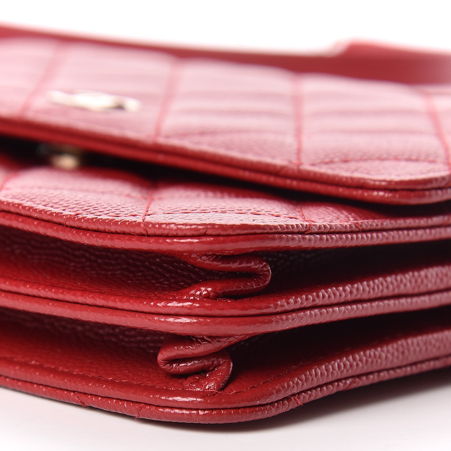 Chanel Caviar Quilted Square Wallet On Chain WOC Dark Red 7 of 12