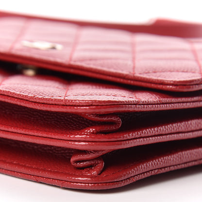 Chanel Caviar Quilted Square Wallet On Chain WOC Dark Red 7 of 12