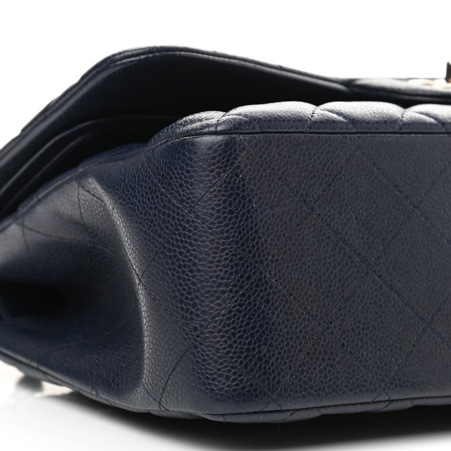 Caviar Quilted Jumbo Double Flap Navy Blue
