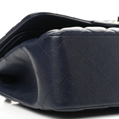 Chanel Caviar Quilted Jumbo Double Flap Navy Blue 9 of 10