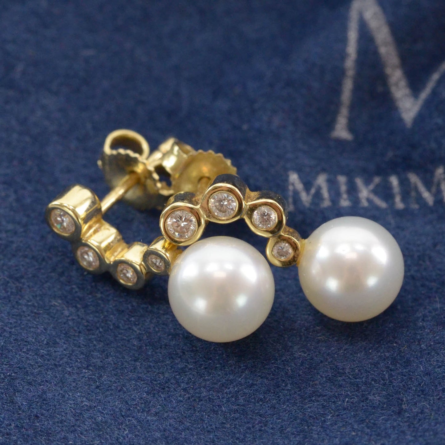 Blue Lagoon 14k Pearl Graduated Diamond Earrings