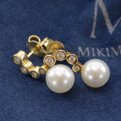 Mikimoto Blue Lagoon 14k Pearl Graduated Diamond Earrings 5 of 5