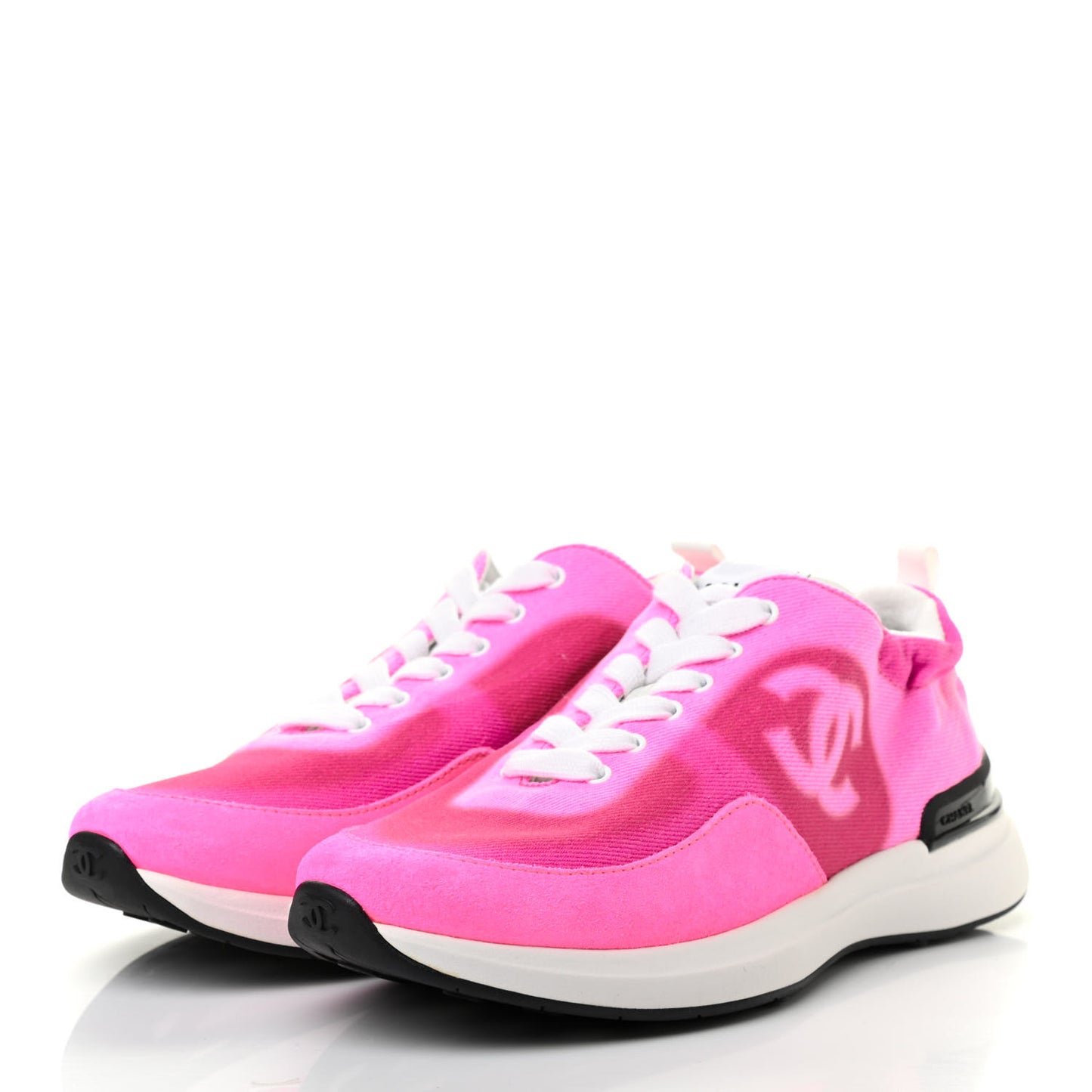 Denim Suede Calfskin Womens CC Sneakers 37 Pink