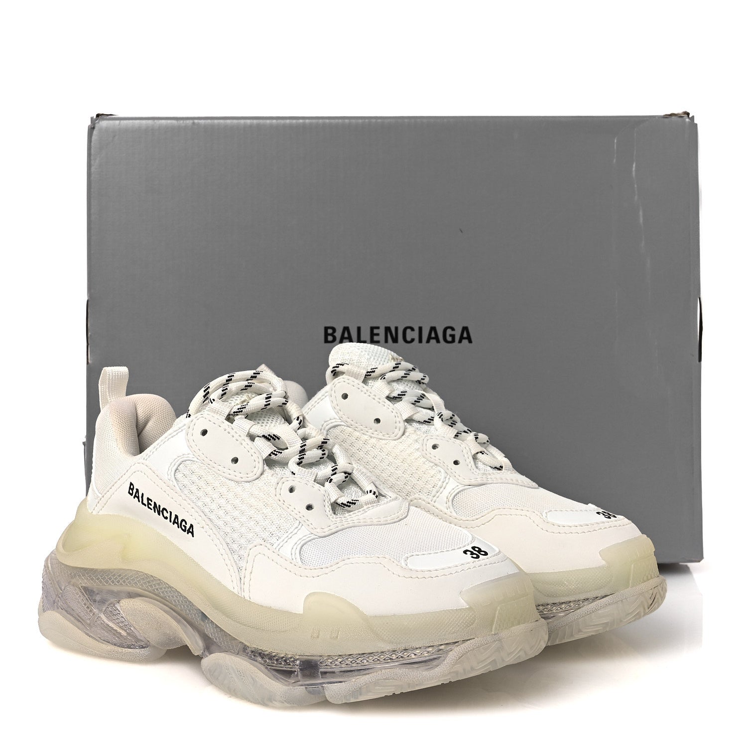Balenciaga Fabric Mesh Clear Sole Womens Triple S Sneakers 38 White 12 of 12