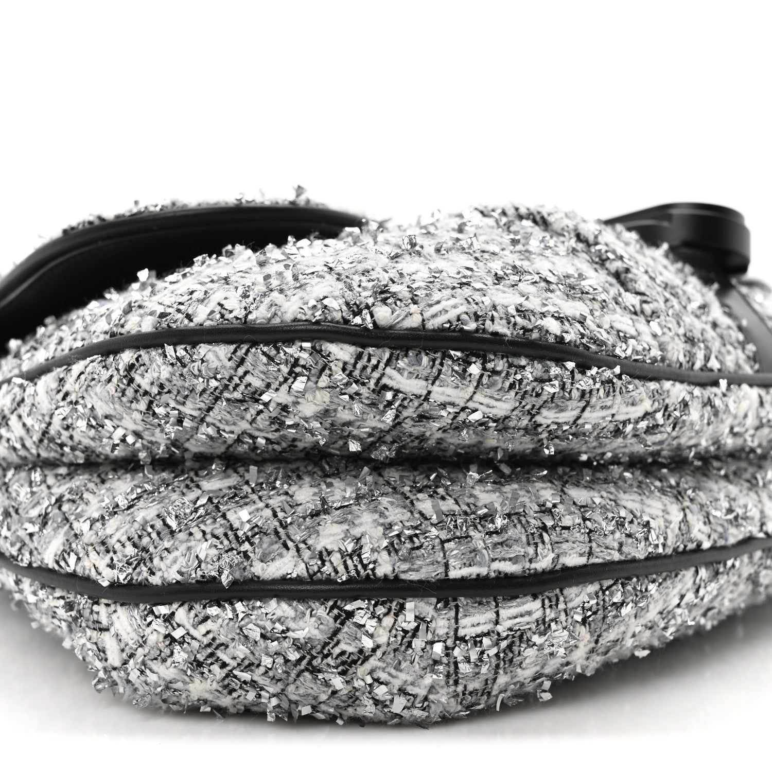 Christian Dior Tweed Saddle Bag Black Silver 9 of 10
