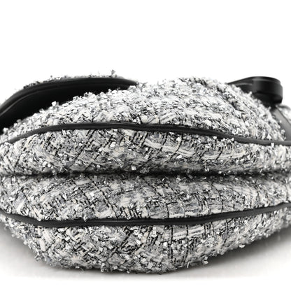 Christian Dior Tweed Saddle Bag Black Silver 9 of 10